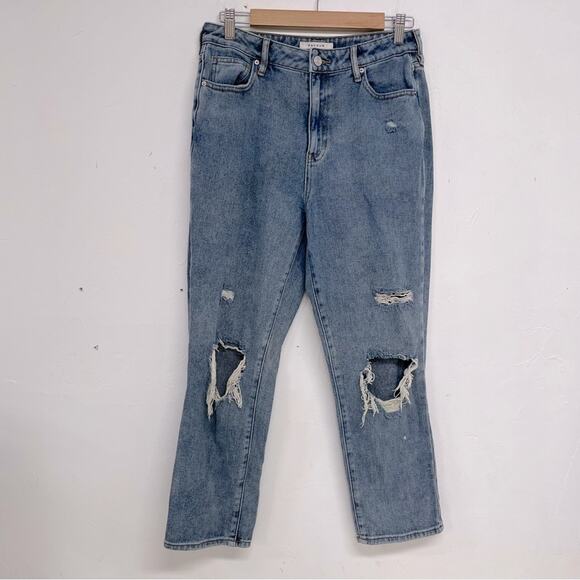 Pacsun Medium Wash High Rise Mom Jeans Womens 28 Short Distressed Blue Denim - Picture 1 of 12